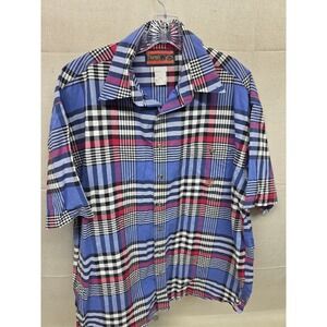 Twenty X Wrangler Men Short Sleeve Plaid Button Down Western Shirt Blue Red 1572